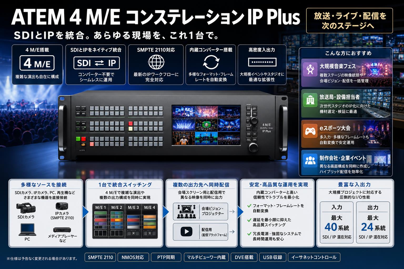 Blackmagic Design ATEM 4 M/E Constellation IP Plus おもな対象のお客様