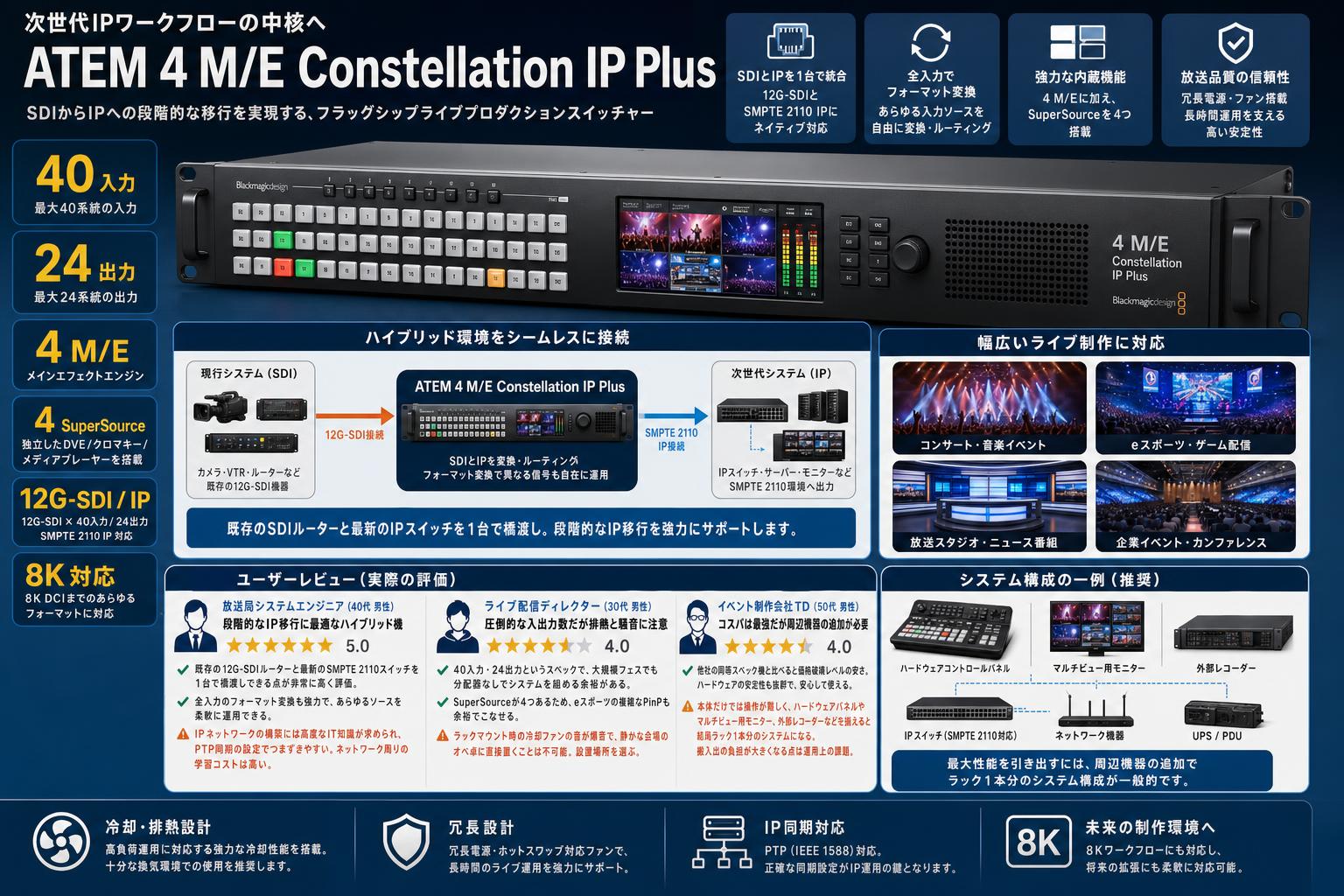 Blackmagic Design ATEM 4 M/E Constellation IP Plus インターネット上のお客様の声（評判）