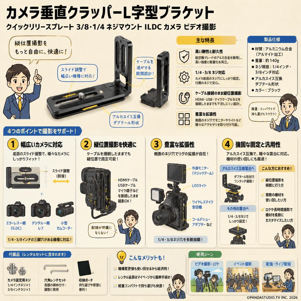 カメラ垂直クラッパーl字型ブラケットクイックリリースプレート3/8 1/4 "カムコーダー用ネジマウントildcカメラビデオ撮影 FAQ（よくある質問と答え）
