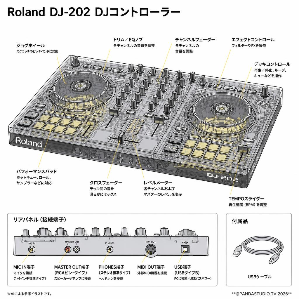 Roland  DJ-202 DJコントローラー スペック