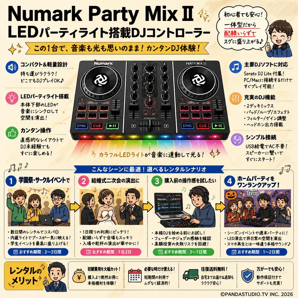 Numark  Party Mix II LEDパーティライト搭載DJコントローラー おもな対象のお客様