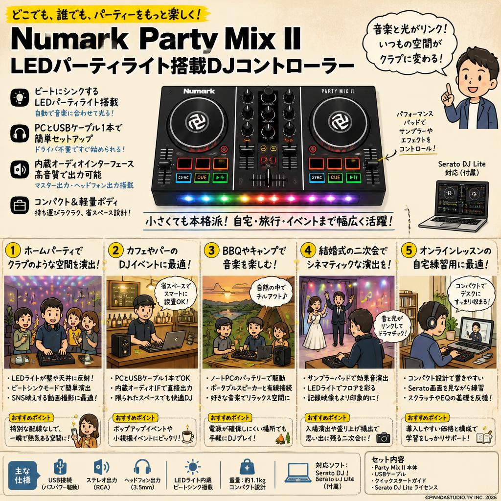 Numark  Party Mix II LEDパーティライト搭載DJコントローラー 用途