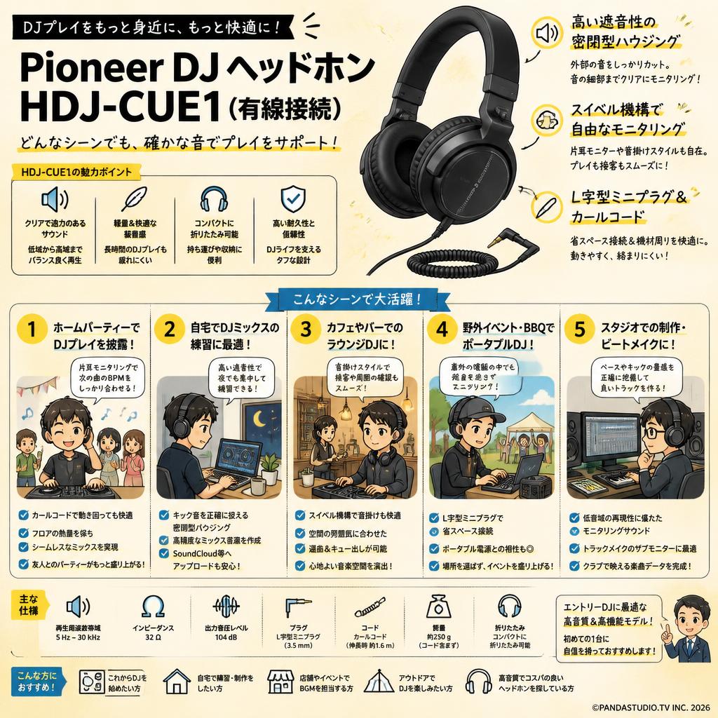 Pioneer DJ ヘッドホン HDJ-CUE1（有線接続） 用途
