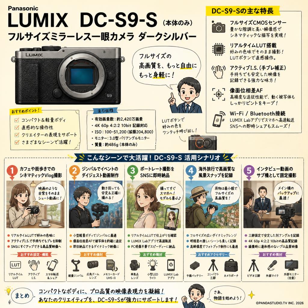 Panasonic LUMIX DC-S9-S (本体のみ) フルサイズミラーレス一眼カメラ ダークシルバー 用途