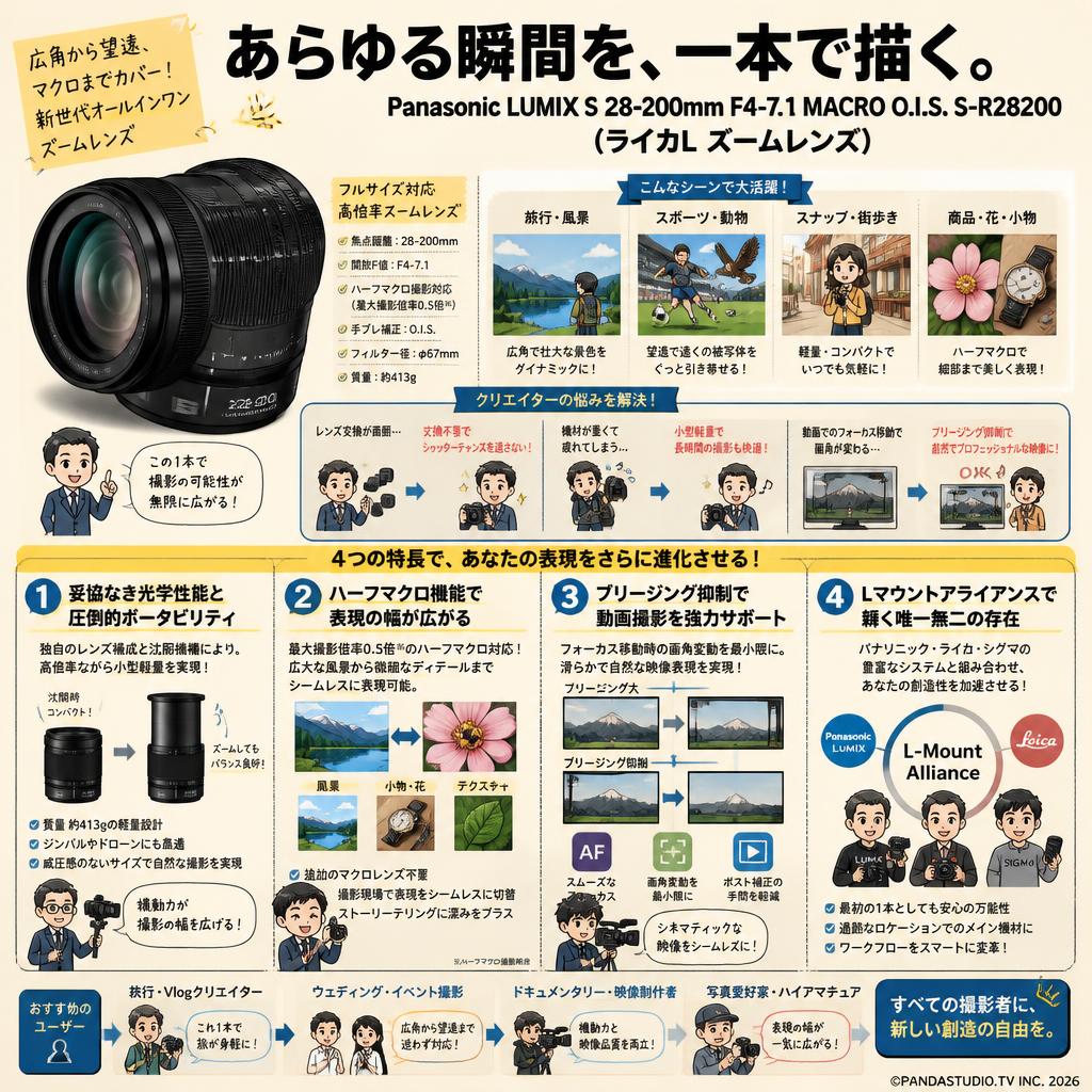 Panasonic LUMIX S 28-200mm F4-7.1  MACRO O.I.S. S-R28200 (ライカL ズームレンズ) 概要
