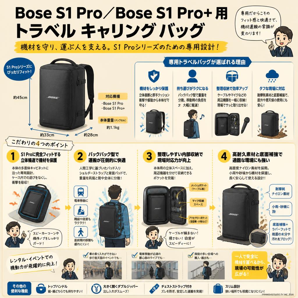 Bose S1 Pro／Bose S1 Pro+ 用 トラベル キャリング バッグ 概要