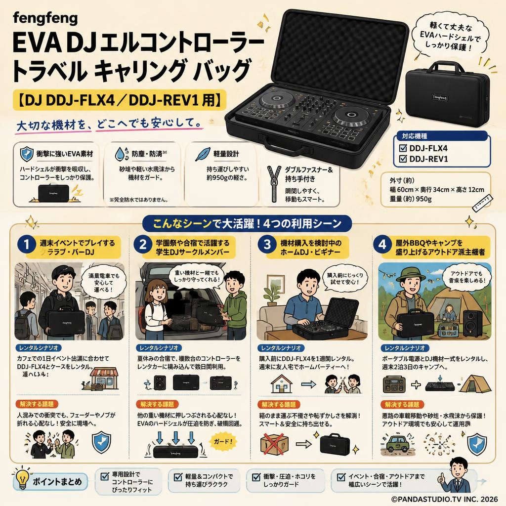 fengfeng EVA DJェルコントローラートラベル キャリング バッグ 【DJ DDJ-FLX4／DDJ-REV1 用】 おもな対象のお客様