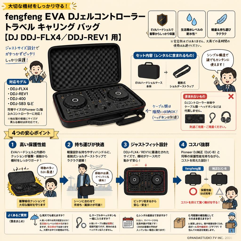 fengfeng EVA DJェルコントローラートラベル キャリング バッグ 【DJ DDJ-FLX4／DDJ-REV1 用】 FAQ（よくある質問と答え）