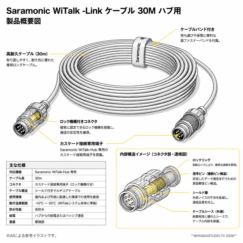Saramonic WiTalk -Link  ケーブル 30M ハブ用 スペック
