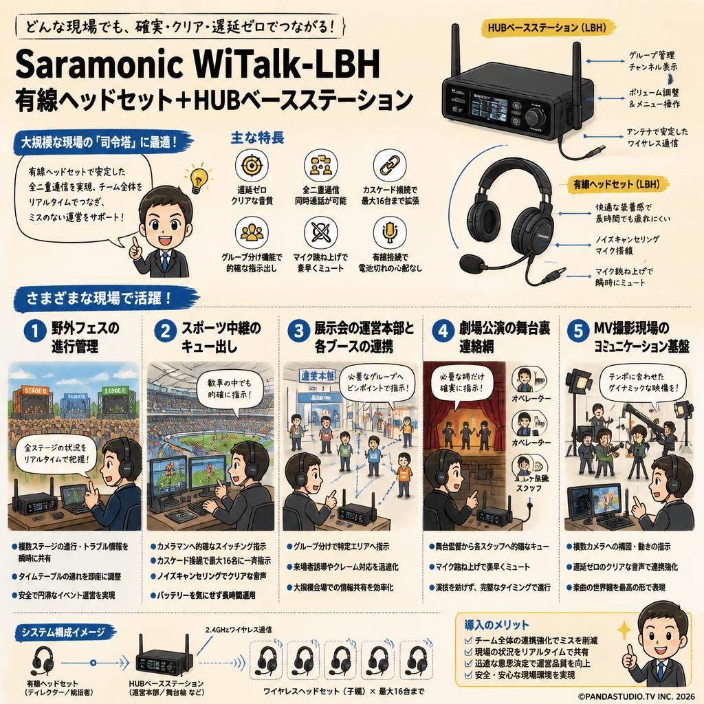 Saramonic WiTalk-LBH 有線 ヘッド セット✚ HUB ベースステーション 用途
