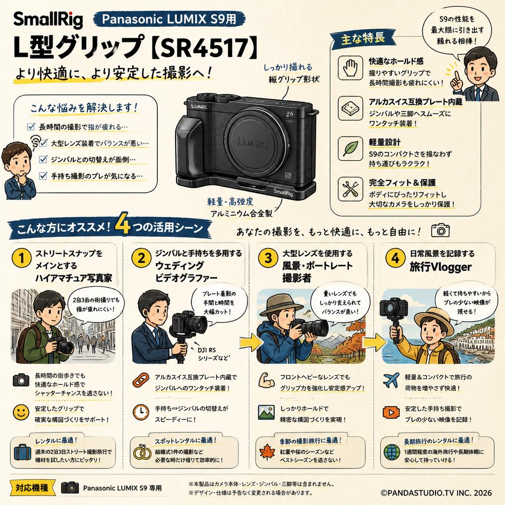 SmallRig Panasonic LUMIX S9用 L型グリップ【SR4517】 おもな対象のお客様