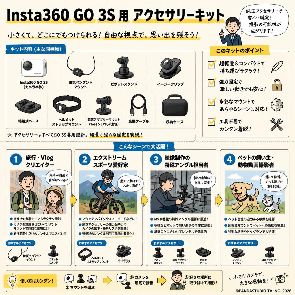 Insta360 GO 3S 用 アクセサリーキット おもな対象のお客様