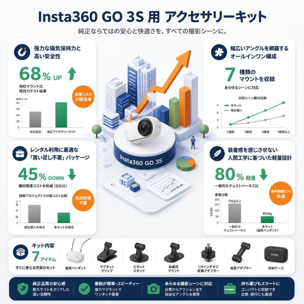 Insta360 GO 3S 用 アクセサリーキット セールスポイント