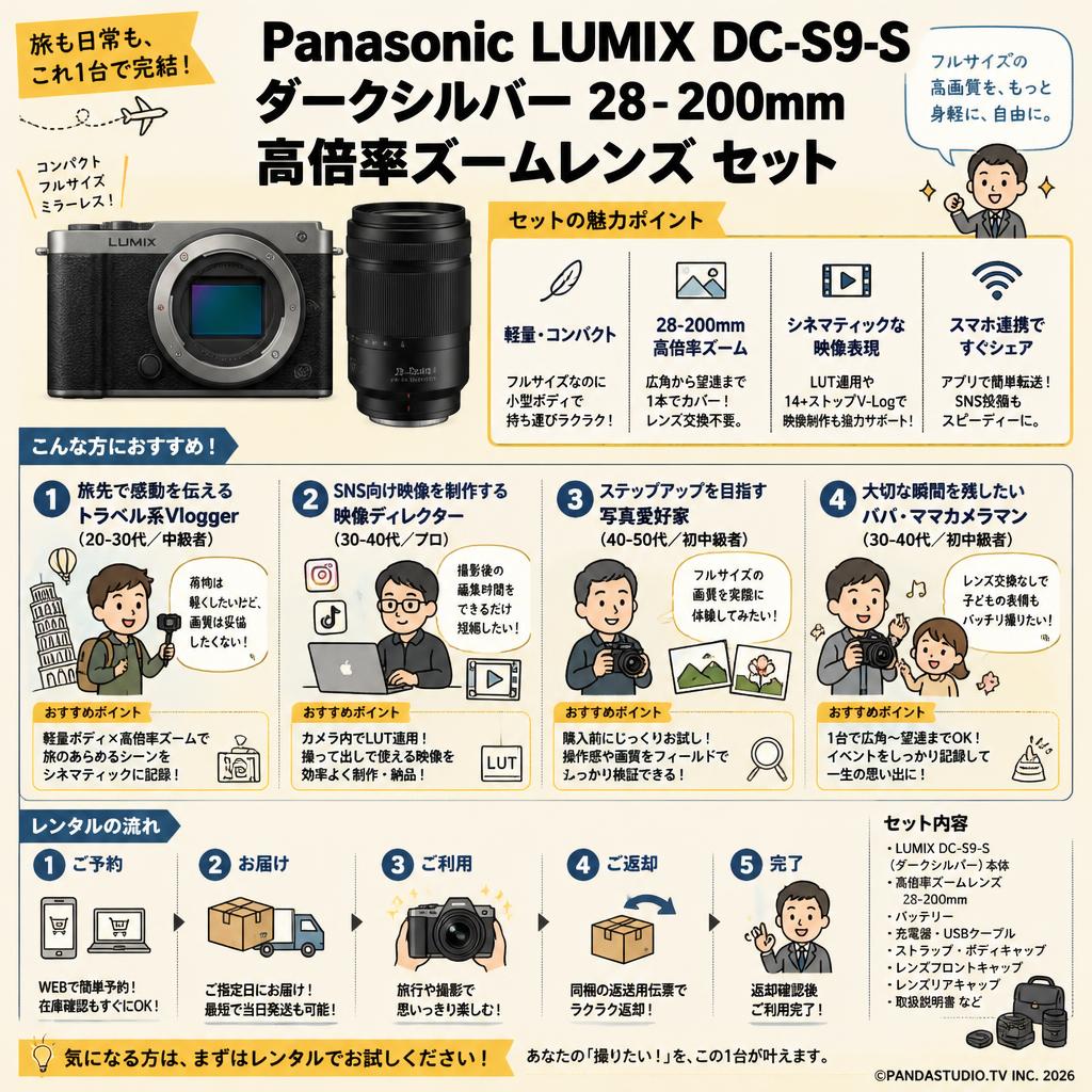 Panasonic LUMIX DC-S9-S ダークシルバー 28-200mm 高倍率ズームレンズ セット おもな対象のお客様