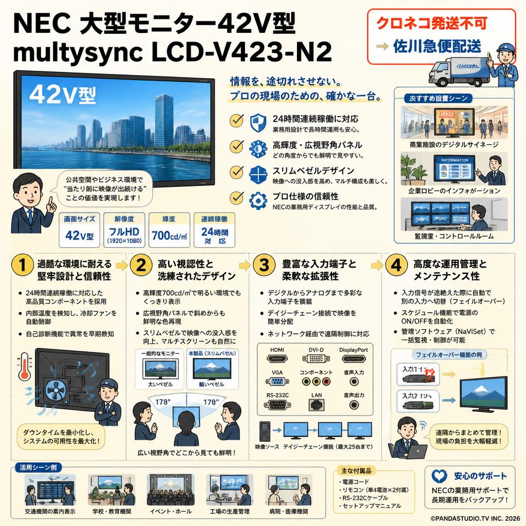 NEC 大型モニター42V型 multysync LCD-V423-N2【クロネコ発送不可/佐川急便配送】 概要