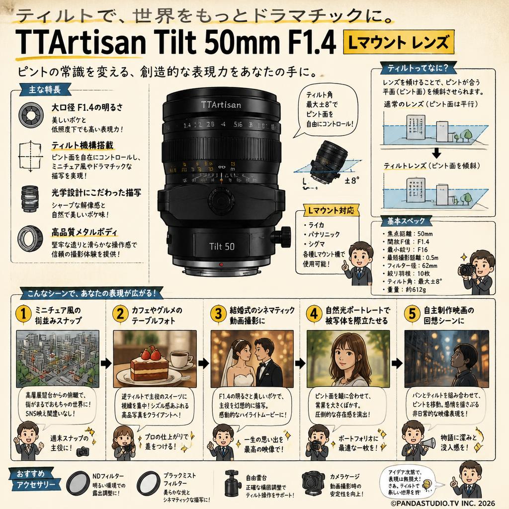 TTArtisan Tilt 50mm F1.4 Lマウント レンズ 用途