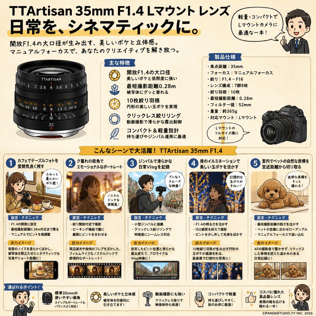 TTArtisan 35mm f1.4 Lマウント レンズ 用途