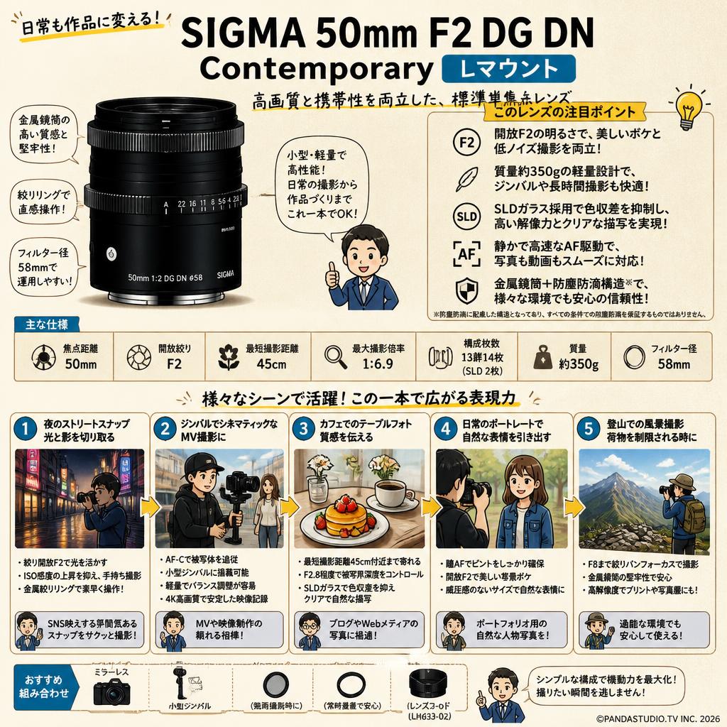 SIGMA 50mm F2 DG DN Contemporary  Lマウント 用途