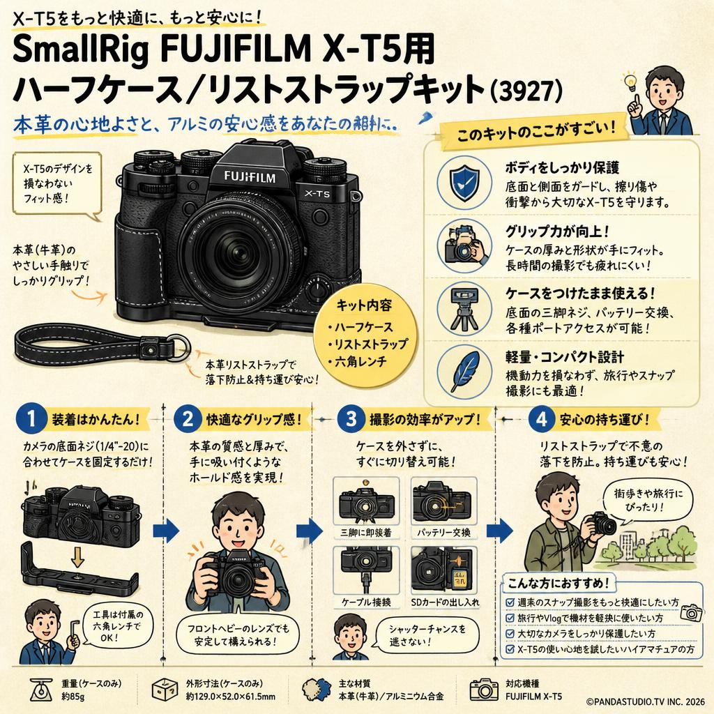 SmallRig FUJIFILM X-T5用ハーフケース/リストストラップキット (3927) おもな対象のお客様