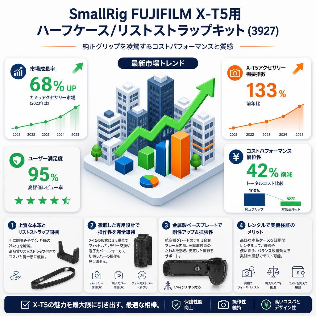 SmallRig FUJIFILM X-T5用ハーフケース/リストストラップキット (3927) セールスポイント