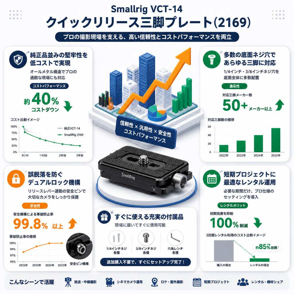 Smallrig VCT-14 クイックリリース三脚プレート( 2169) セールスポイント