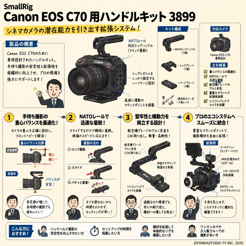 SmallRig Canon EOS C70 用ハンドルキット 3899 概要