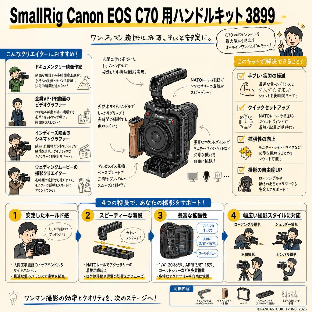 SmallRig Canon EOS C70 用ハンドルキット 3899 おもな対象のお客様