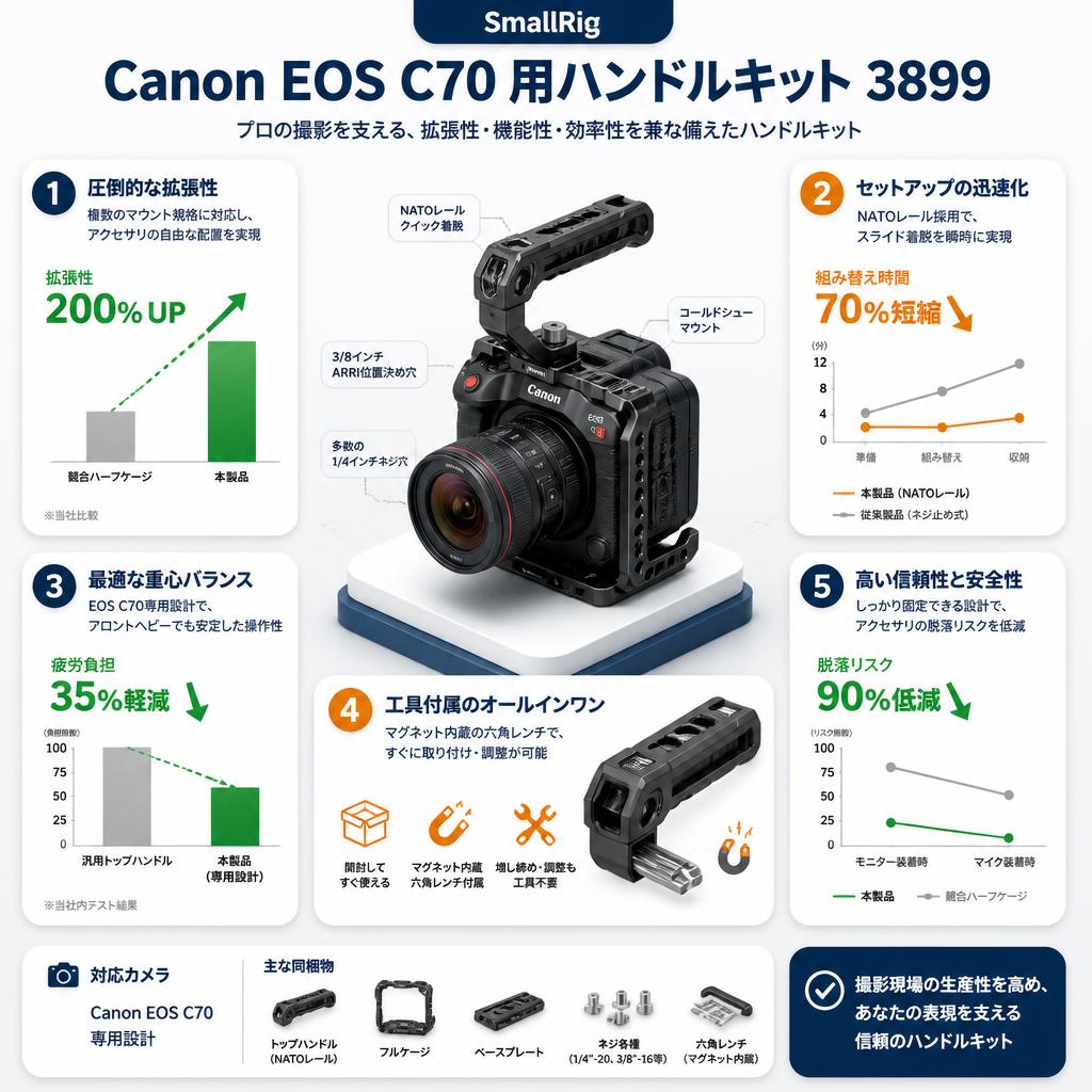 SmallRig Canon EOS C70 用ハンドルキット 3899 セールスポイント