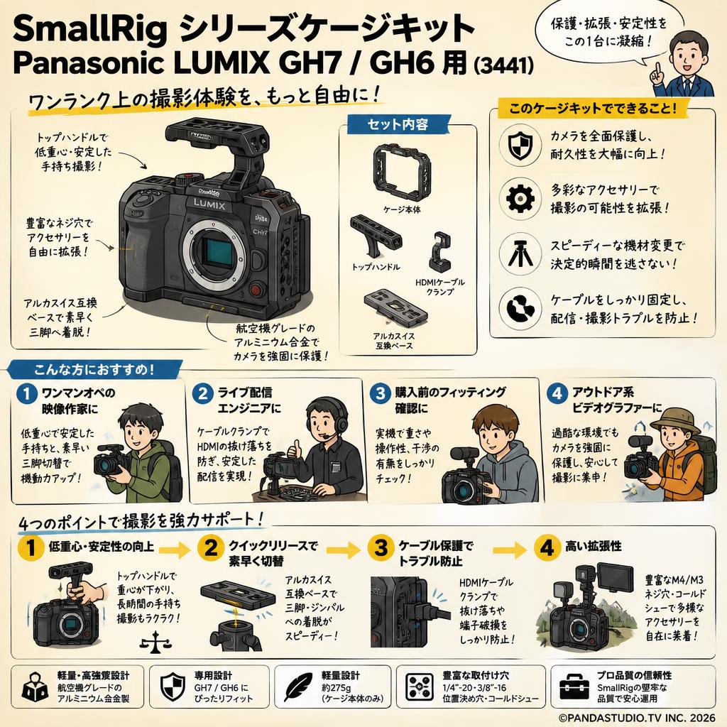 SmallRig シリーズケージキット Panasinic LUMIX GH7 / GH6 用  (3441) おもな対象のお客様
