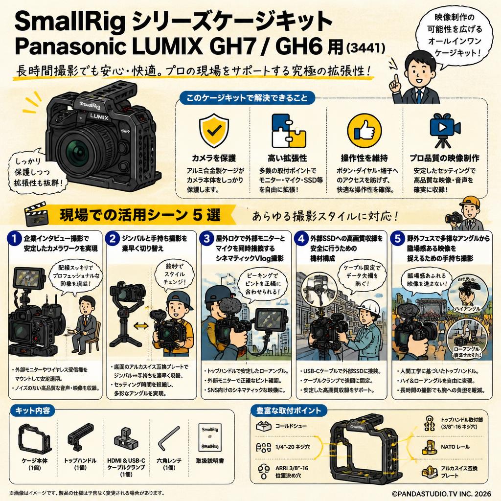 SmallRig シリーズケージキット Panasinic LUMIX GH7 / GH6 用  (3441) 用途