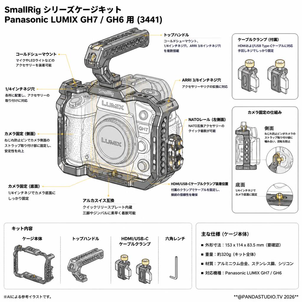 SmallRig シリーズケージキット Panasinic LUMIX GH7 / GH6 用  (3441) スペック