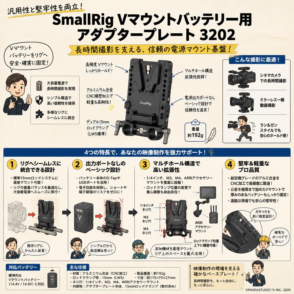 SmallRig Vマウントバッテリー用アダプタープレート 3202 概要