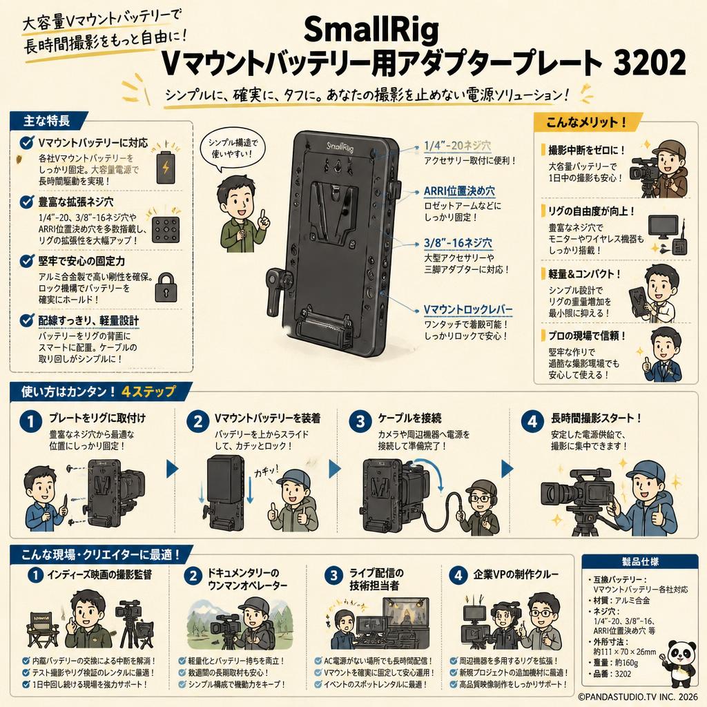 SmallRig Vマウントバッテリー用アダプタープレート 3202 おもな対象のお客様