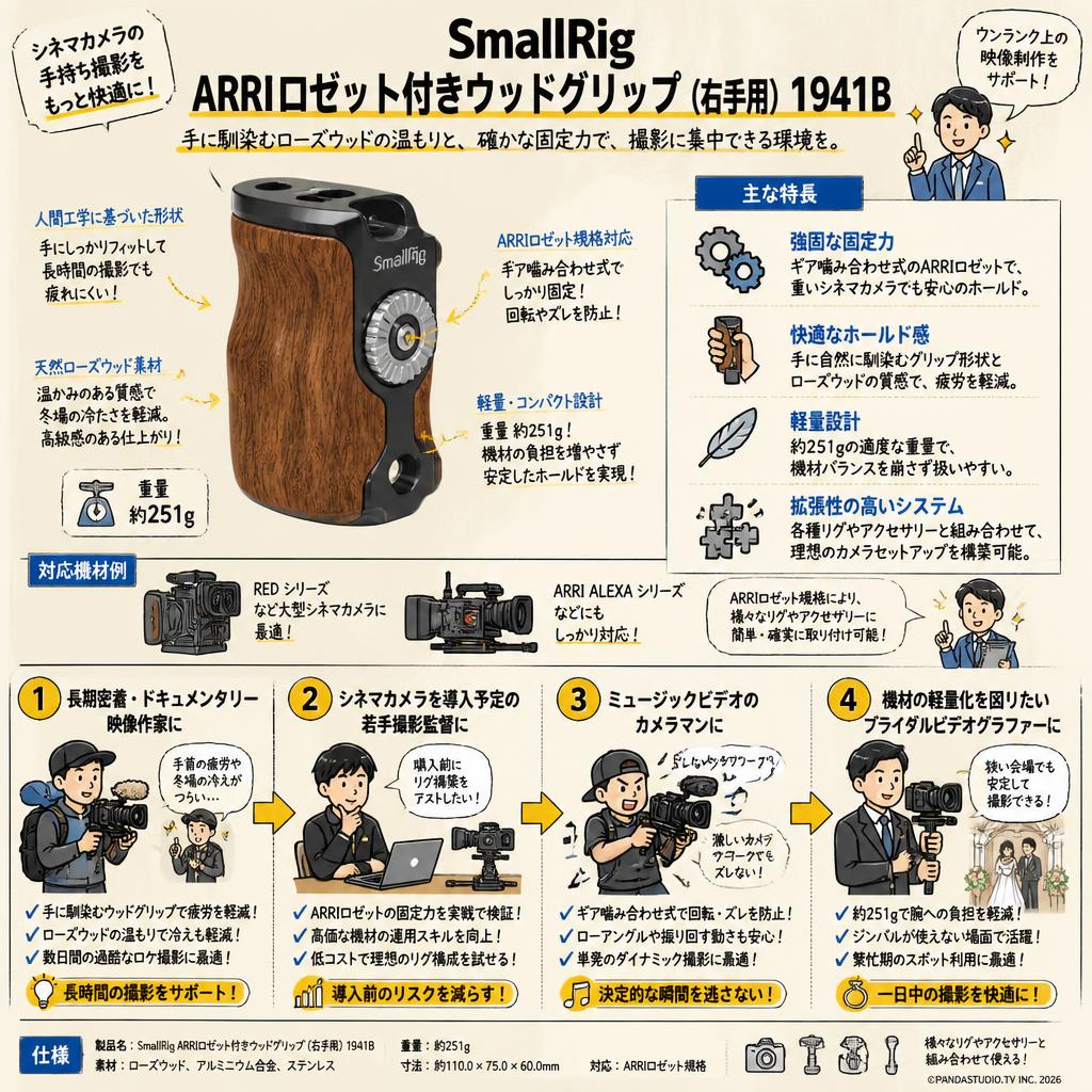 SmallRig ARRIロゼット付きウッドグリップ（右手用）1941B おもな対象のお客様