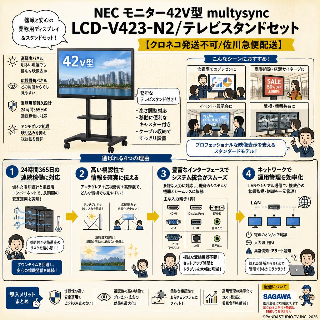 NEC モニター42V型 multysync LCD-V423-N2/テレビスタンドセット
