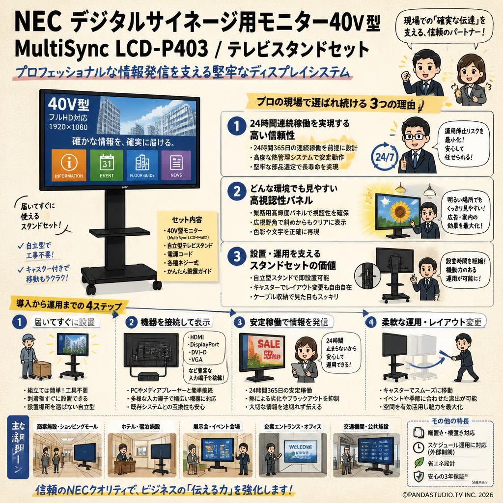 イエロー美顔器 デジタルディスプレイ NEC デジタルサイネージ用モニター40V型 multysync LCD-P403/テレビ