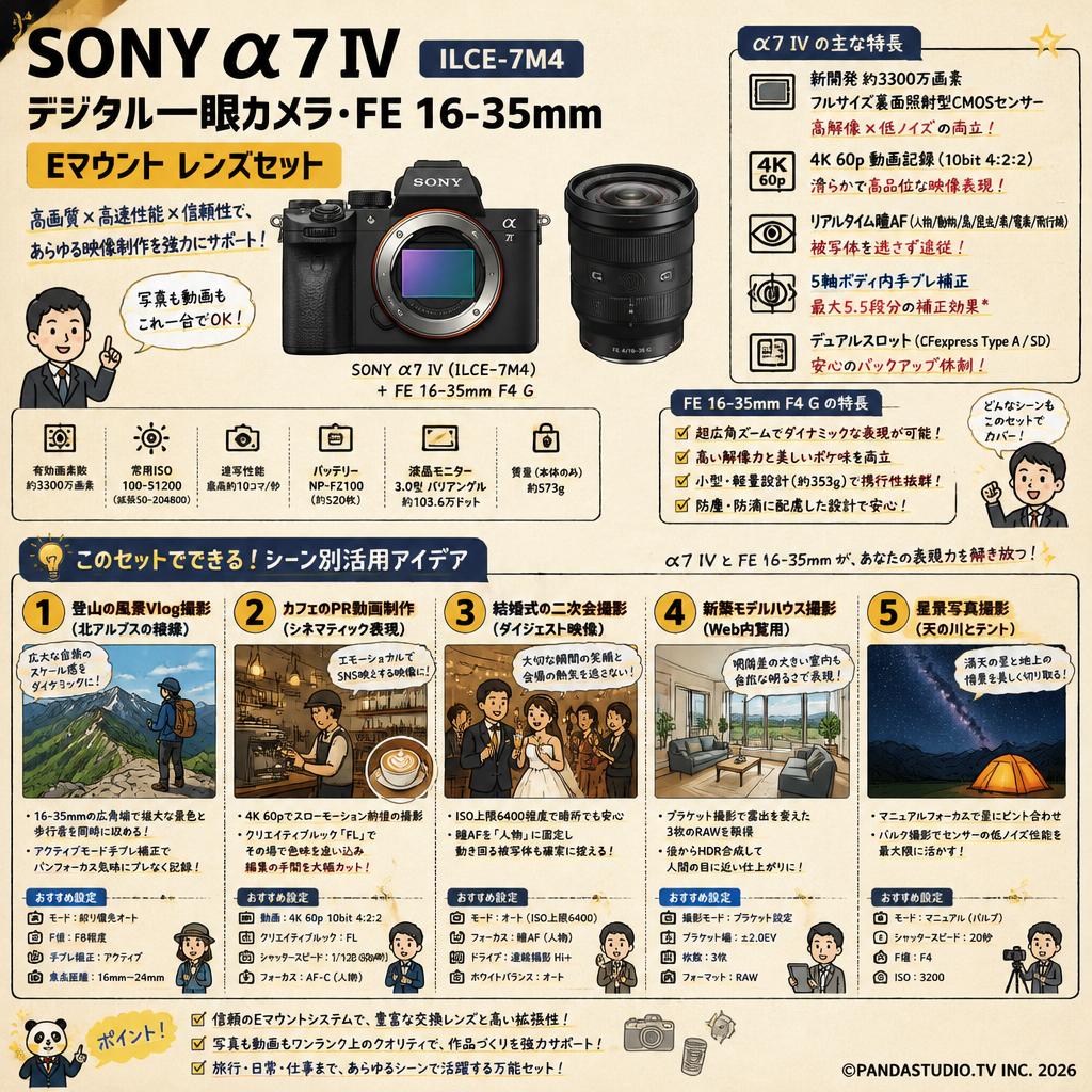 SONY α7 IV ILCE-7M4 デジタル一眼カメラ・FE 16-35mm Eマウント レンズセット 用途