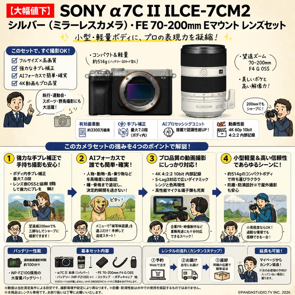 【大幅値下】SONY α7C II ILCE-7CM2  シルバー(ミラーレスカメラ)・FE 70-200mm Eマウント レンズセット FAQ（よくある質問と答え）