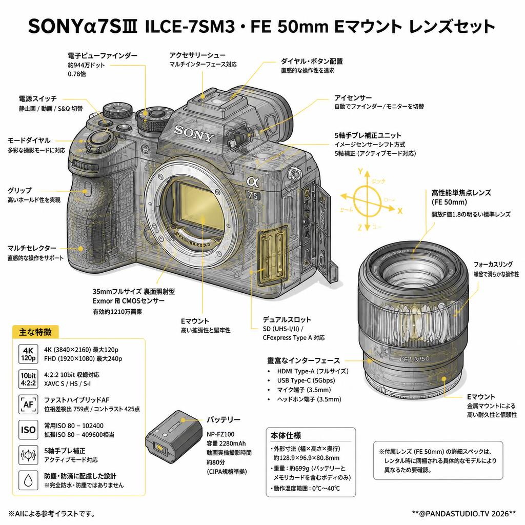 SONYα7SⅢ ILCE-7SM3・FE  50mm Eマウント レンズセット スペック