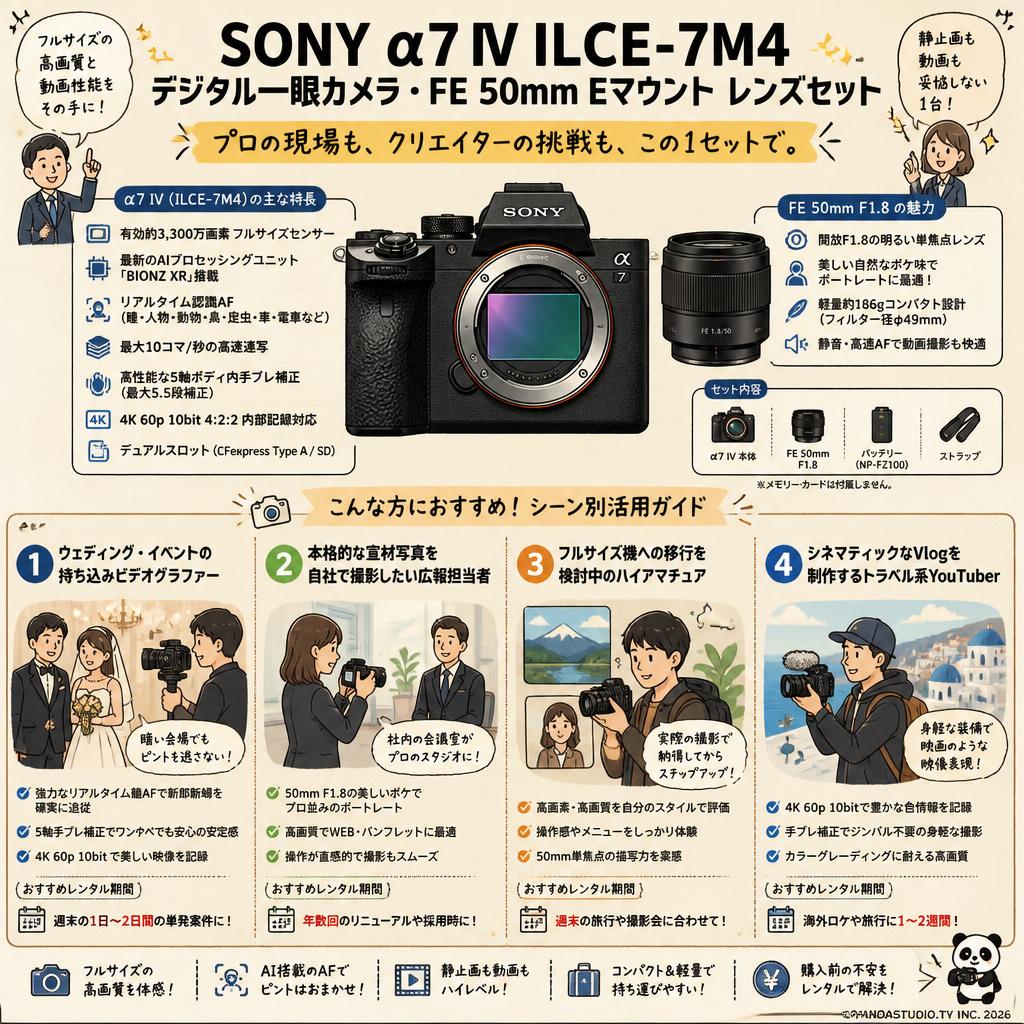 SONY α7 IV ILCE-7M4 デジタル一眼カメラ・FE 50mm Eマウント レンズセット おもな対象のお客様