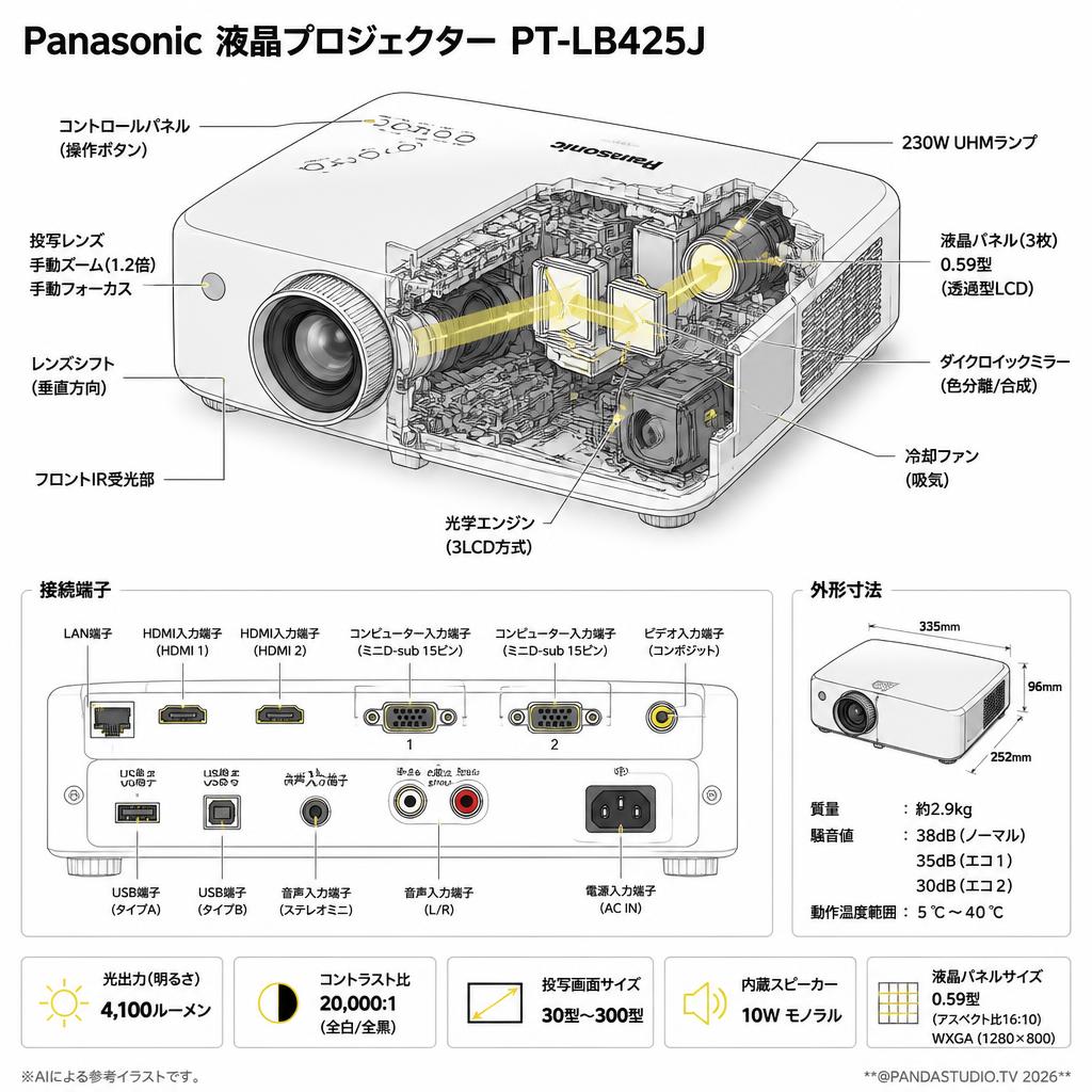 Panasonic 液晶プロジェクター PT-LB425J スペック