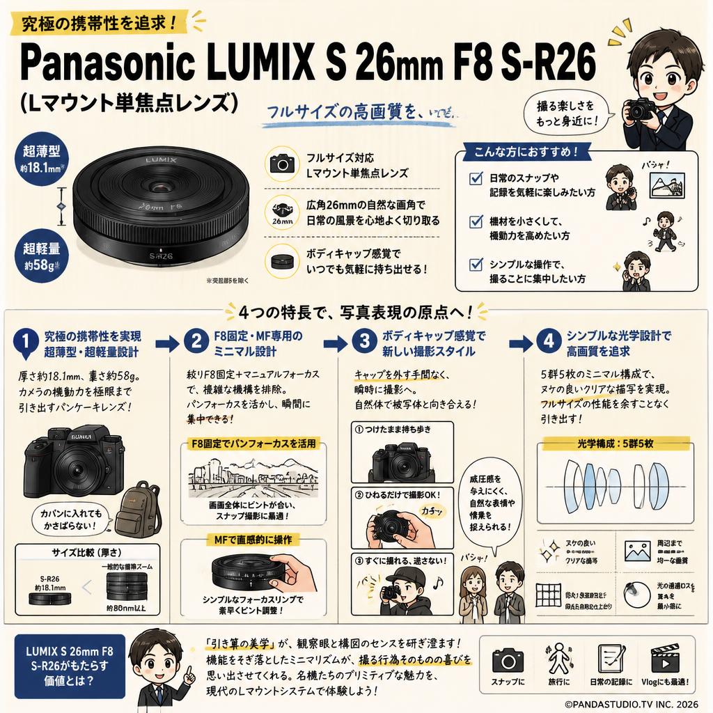 Panasonic LUMIX S 26mm F8 S-R26 (Lマウント単焦点レンズ) 概要