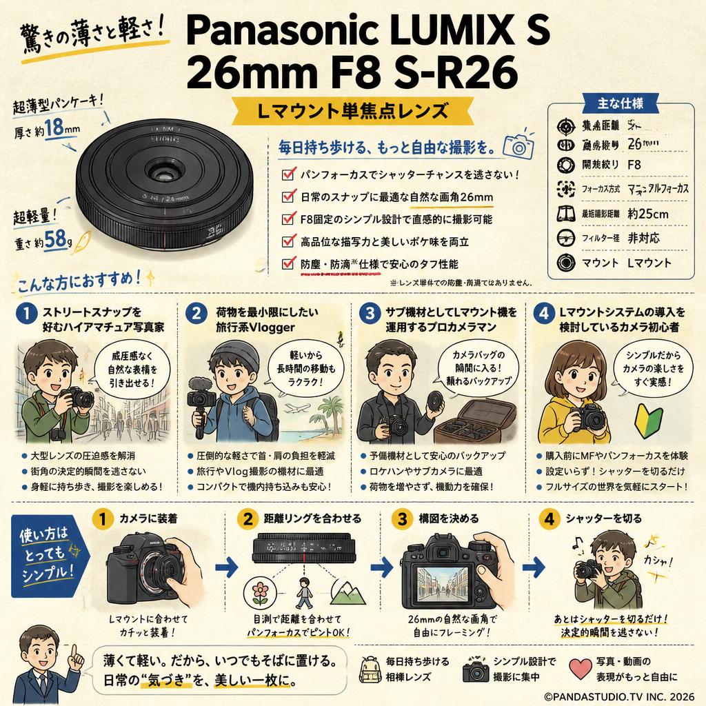 Panasonic LUMIX S 26mm F8 S-R26 (Lマウント単焦点レンズ) おもな対象のお客様