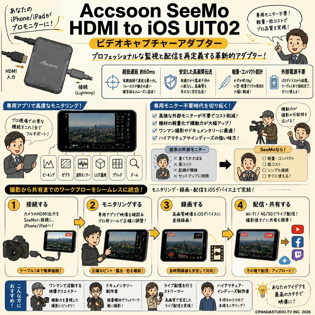 Accsoon SeeMo HDMI to iOS UIT02 ビデオキャプチャーアダプター 概要