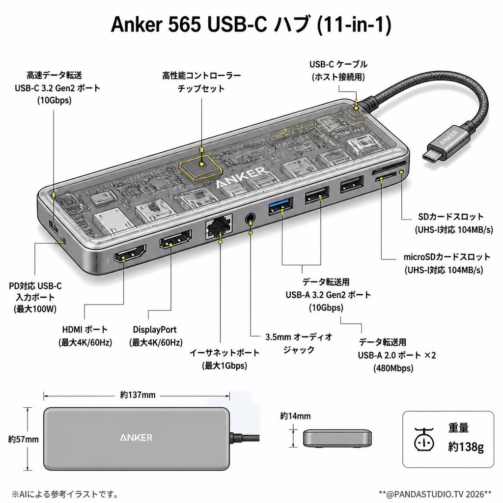 Anker 565 USB-C ハブ (11-in-1) スペック