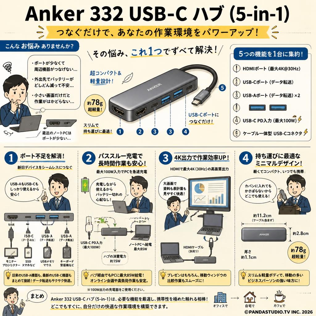 Anker 332 USB-C ハブ (5-in-1) 概要