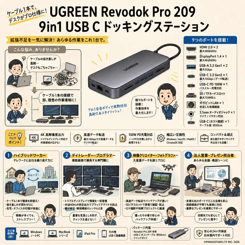 UGREEN Revodok Pro 209 9in1 USB C ドッキングステーション おもな対象のお客様