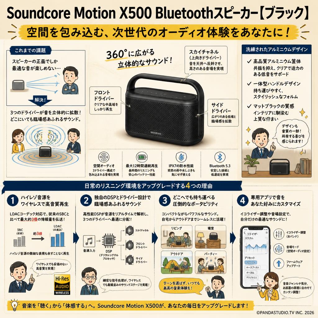 Soundcore Motion X500 Bluetoothスピーカー【ブラック】 概要