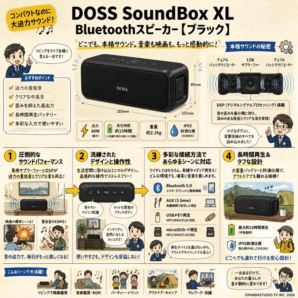 DOSS SoundBox XL Bluetoothスピーカー【ブラック】 概要