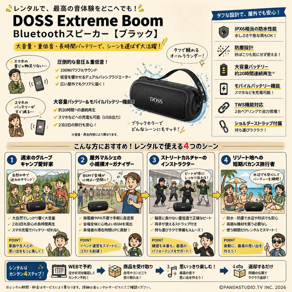 DOSS Extreme Boom Bluetoothスピーカー【ブラック】 おもな対象のお客様